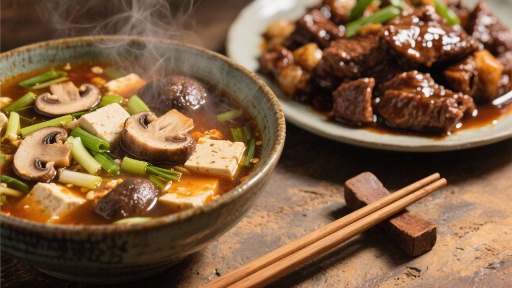 mongolian beef complements soup