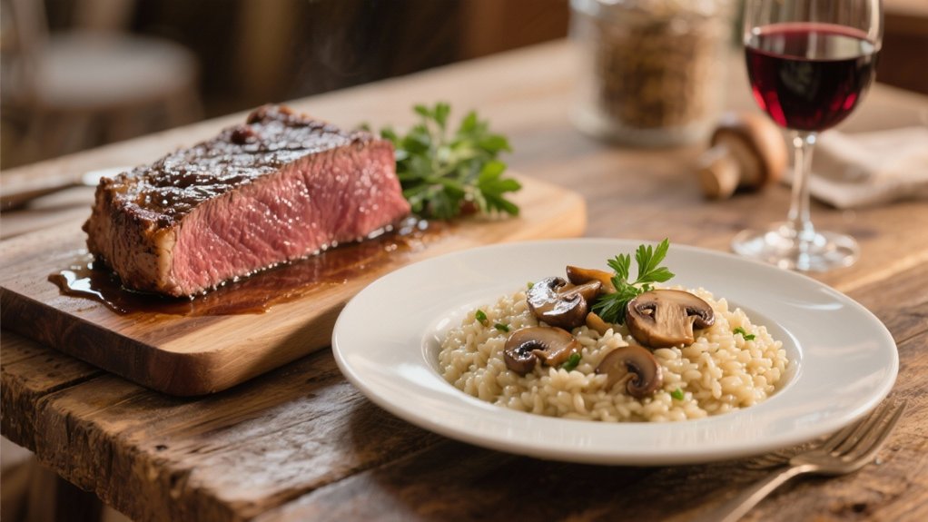 mushroom risotto complements tri tip