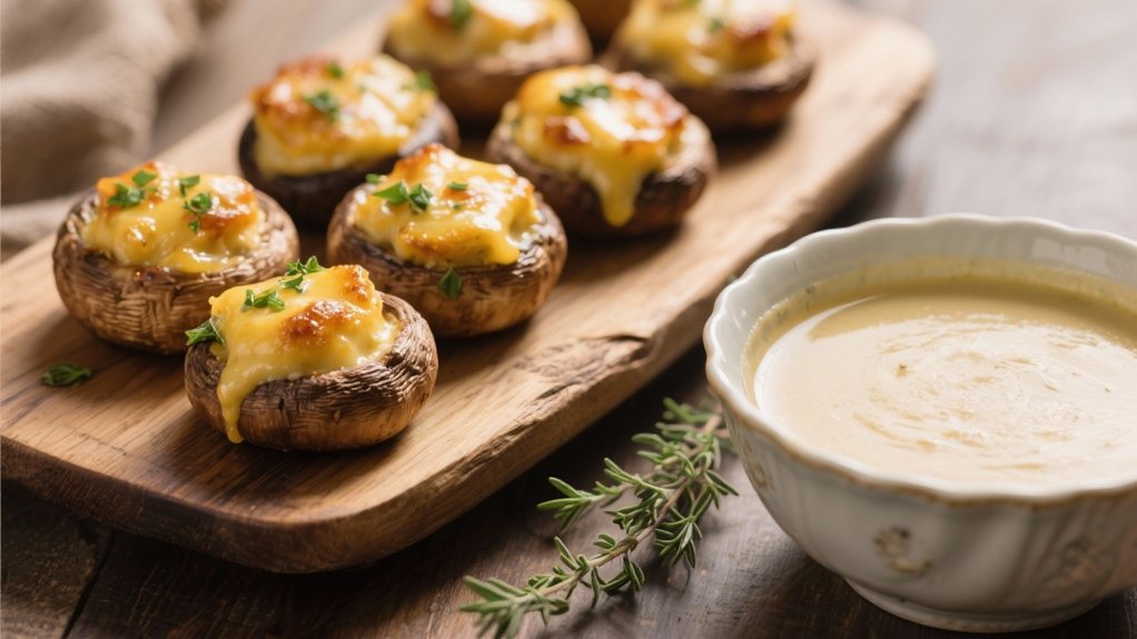 mushroom soup with stuffed mushrooms