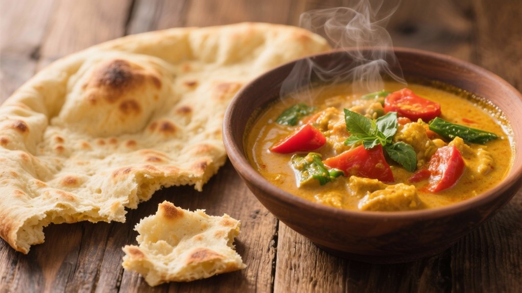 naan bread complements thai curry