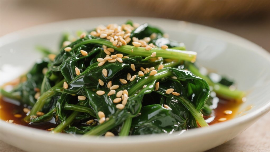 nutritious sesame oil spinach