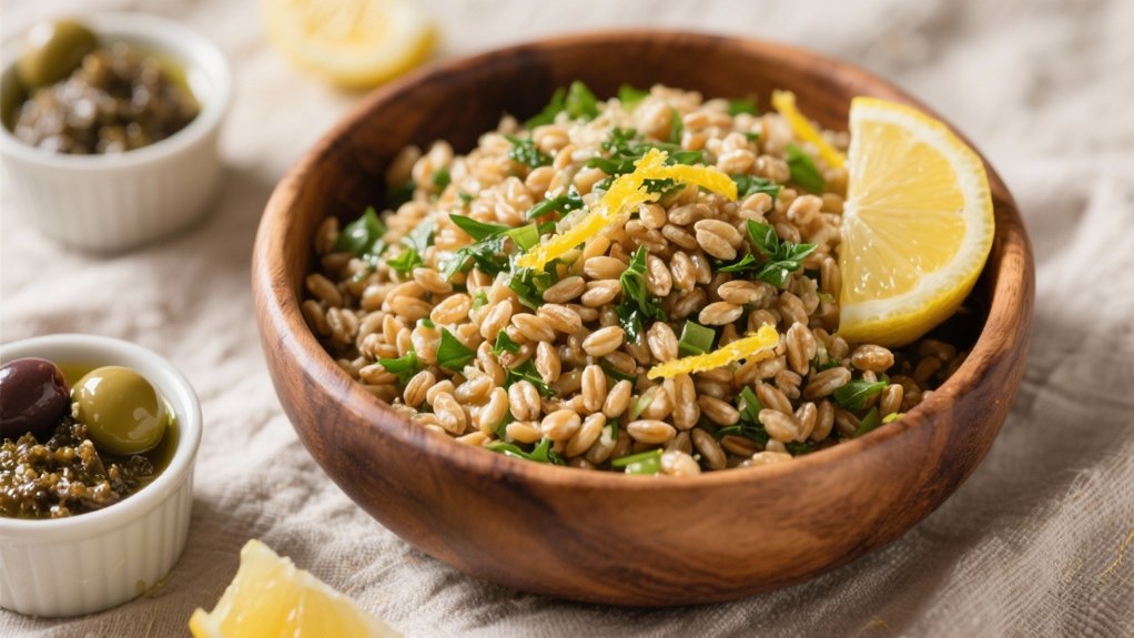 nutty farro lemon salad