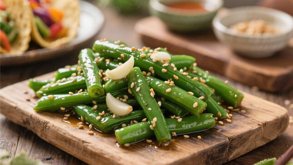 nutty sesame oil green beans