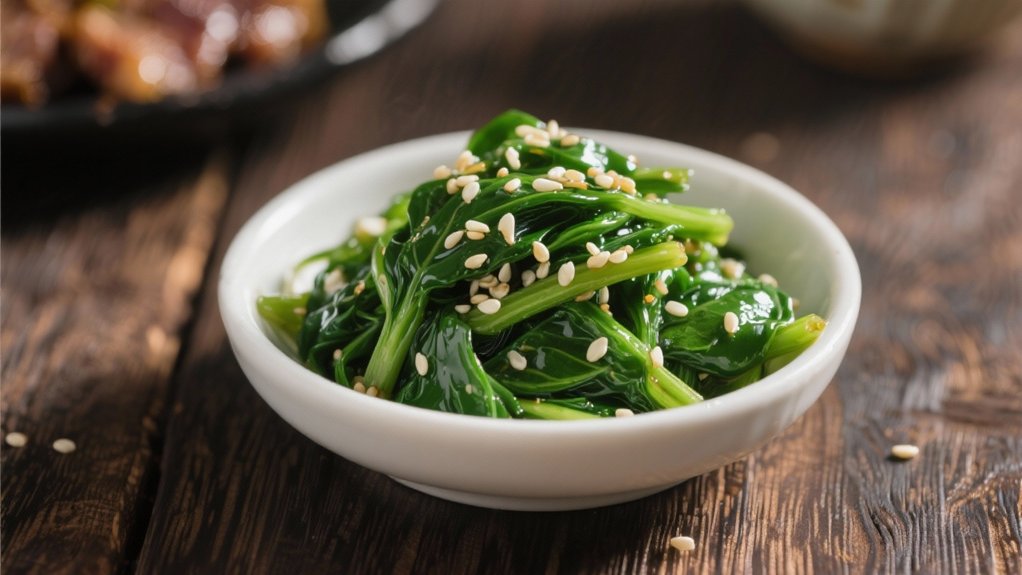 nutty spinach enhances bulgogi