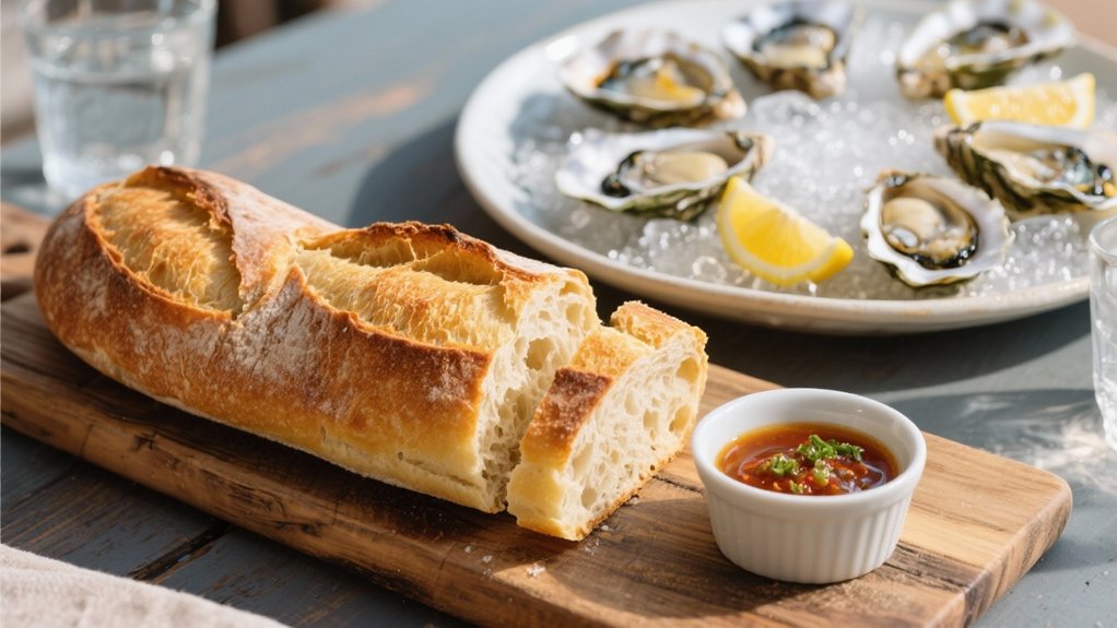 oysters and crusty baguette