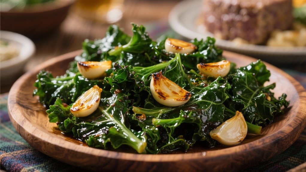 pan seared garlic kale side