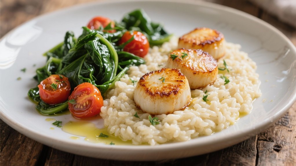 pan seared scallops elevate risotto