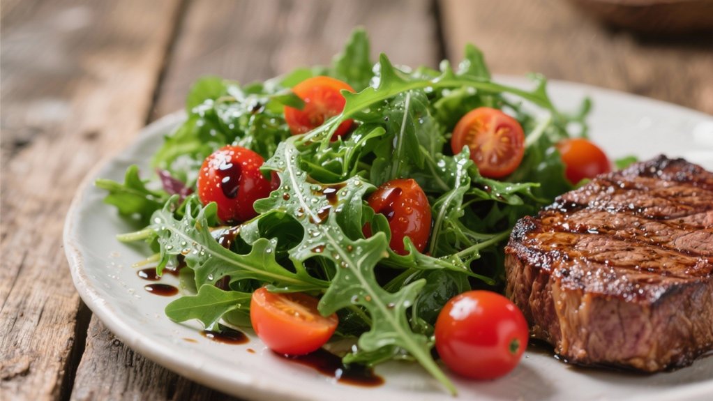 peppery arugula with tomatoes