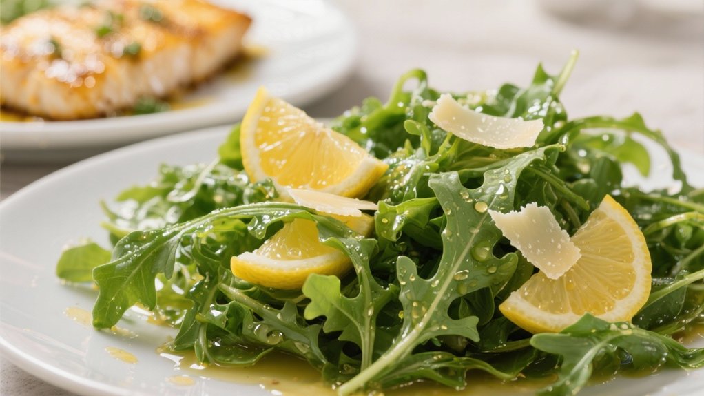 peppery arugula with vinaigrette