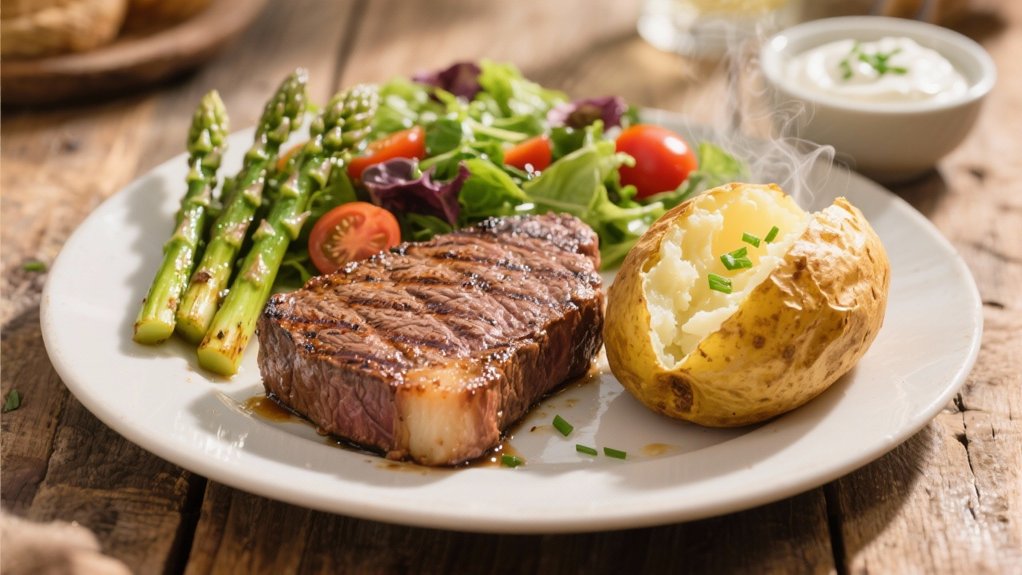 perfectly grilled steak dinner