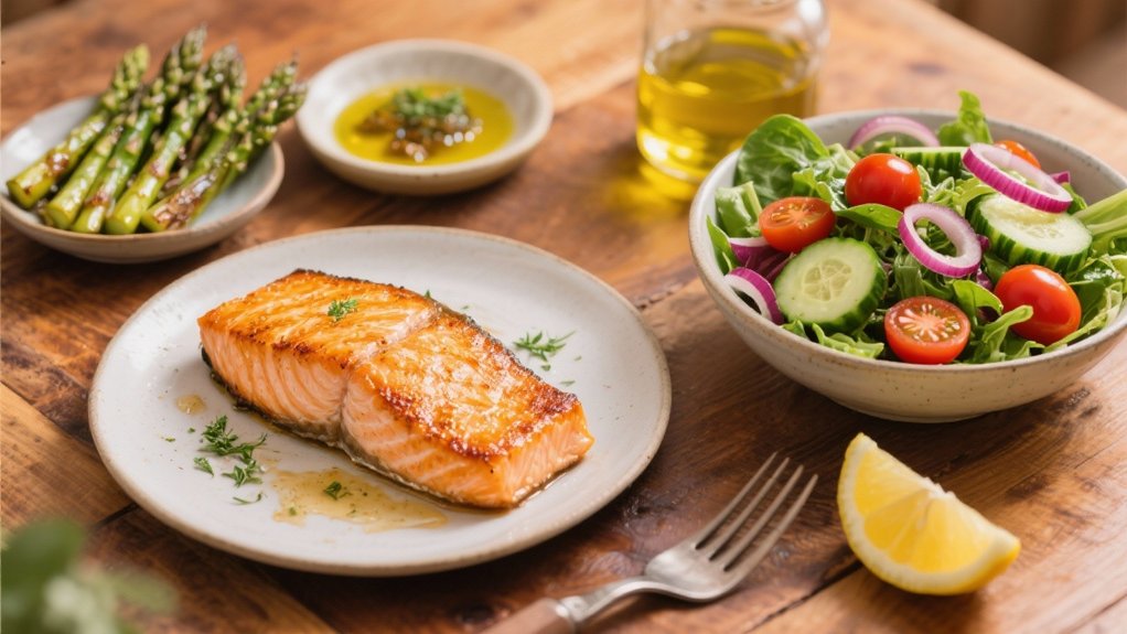 perfectly seared salmon salad