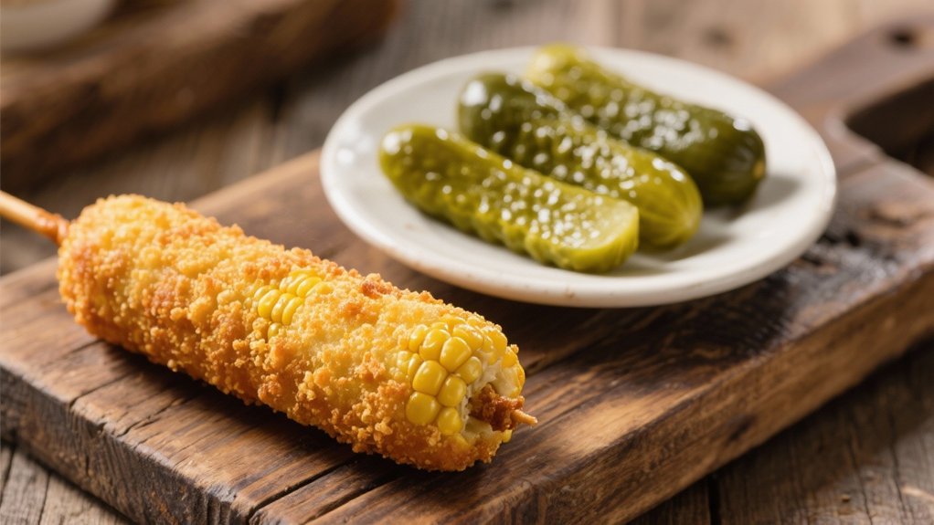 pickle spears enhance corn dogs