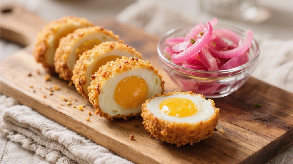 pickled onions enhance scotch eggs