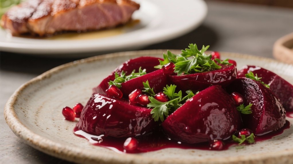 pomegranate glazed roasted beets