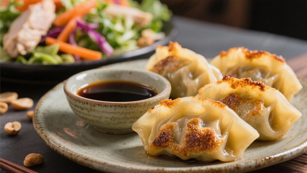 pork dumplings complement salad