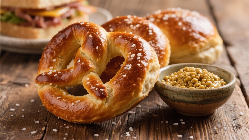 pretzel rolls with mustard