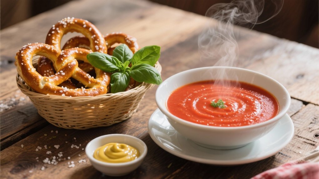 pretzels complement tomato soup
