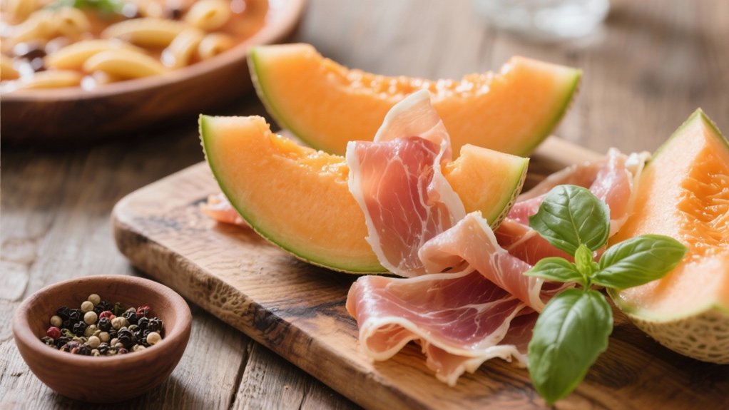 prosciutto melon mint honey