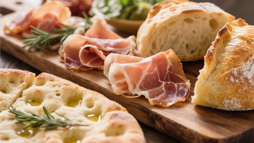 prosciutto on crusty bread