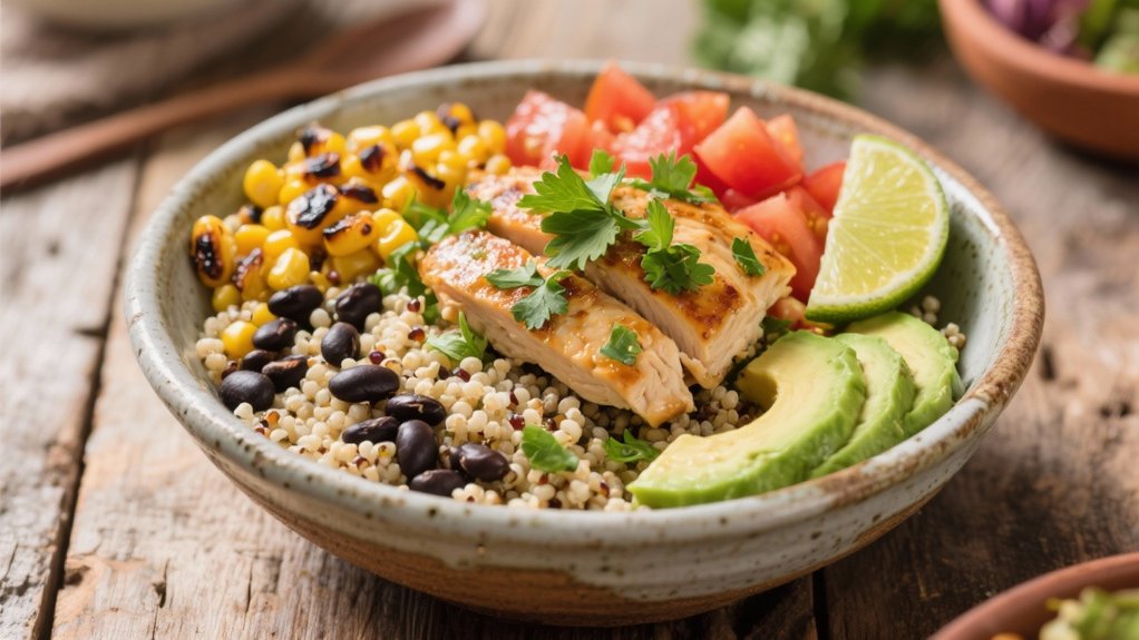 protein packed mexican quinoa bowl