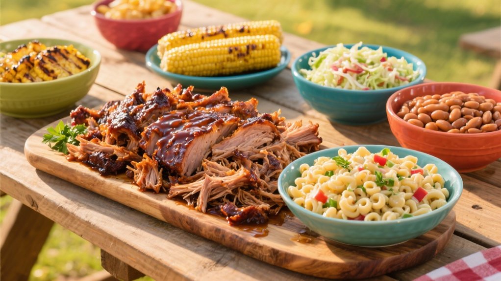 pulled pork and macaroni salad