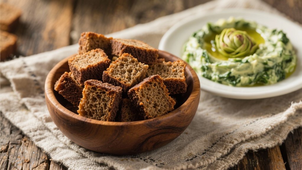 pumpernickel bread cube preparation