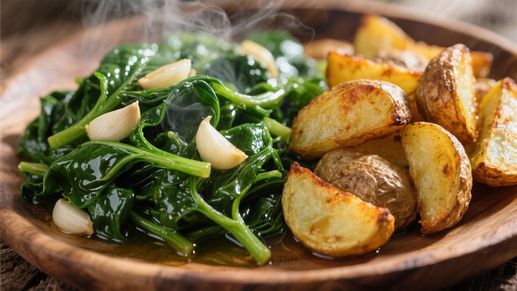quick garlic spinach side