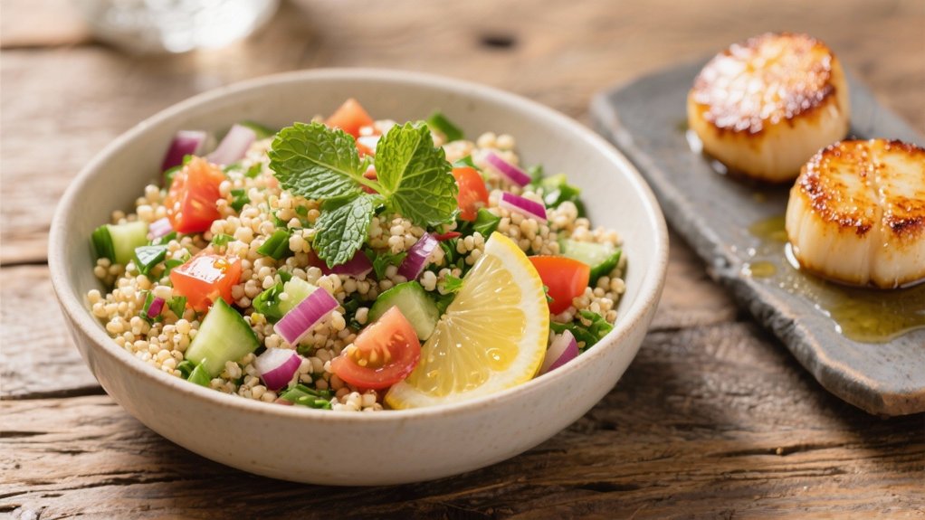 quinoa tabbouleh enhances scallops