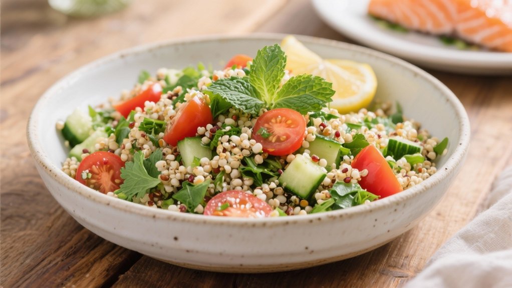 quinoa tabbouleh with salmon