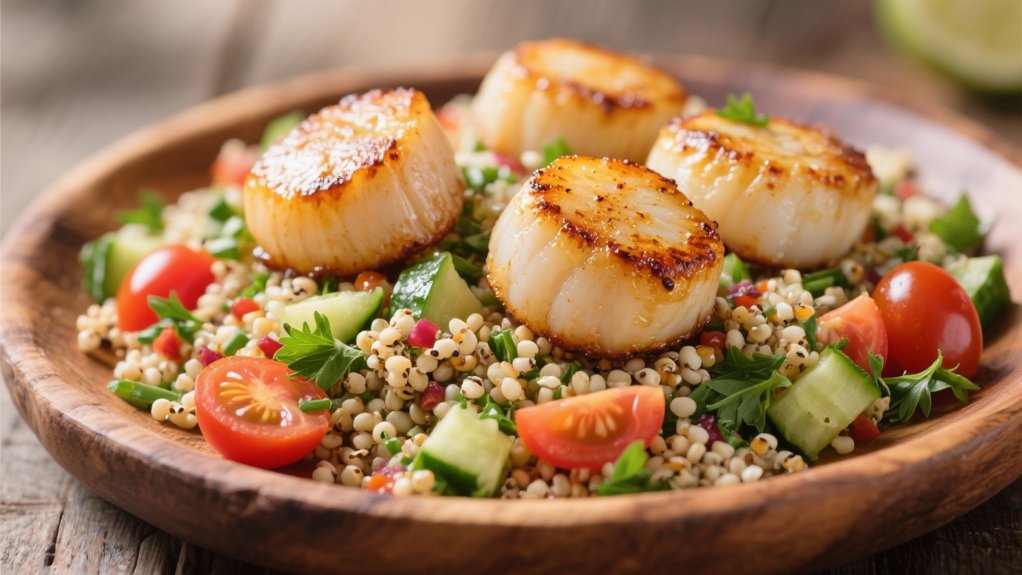 quinoa tabbouleh with scallops