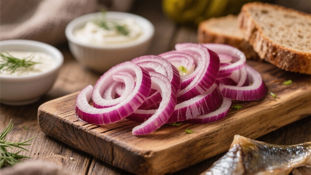 red onion slices enhance flavor