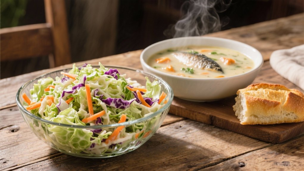 refreshing coleslaw enhances chowder