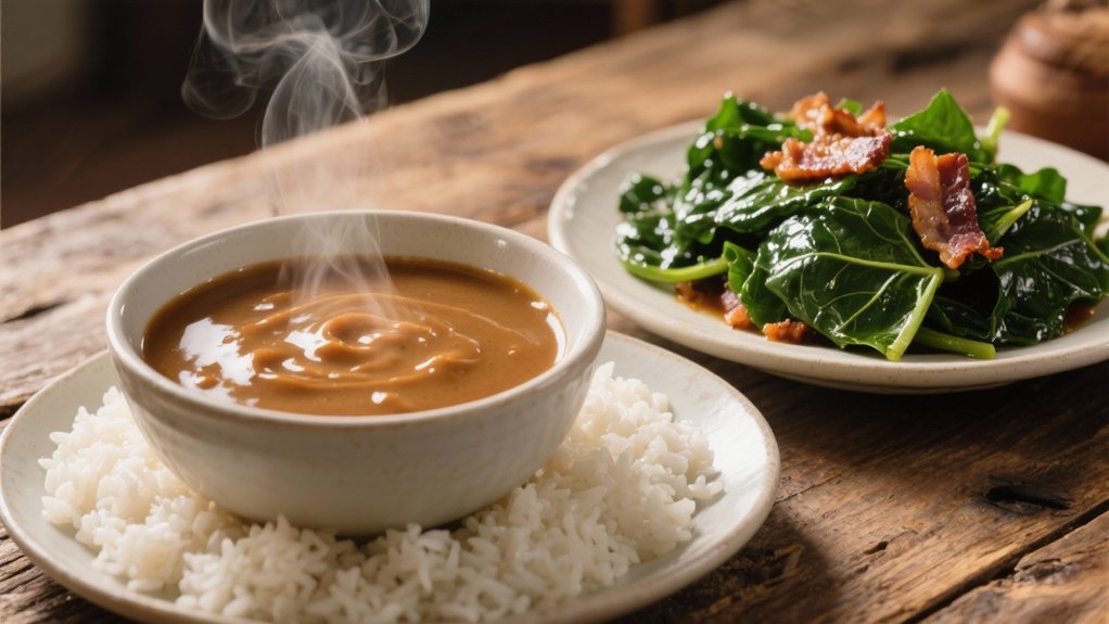 rice absorbs flavorful gravy