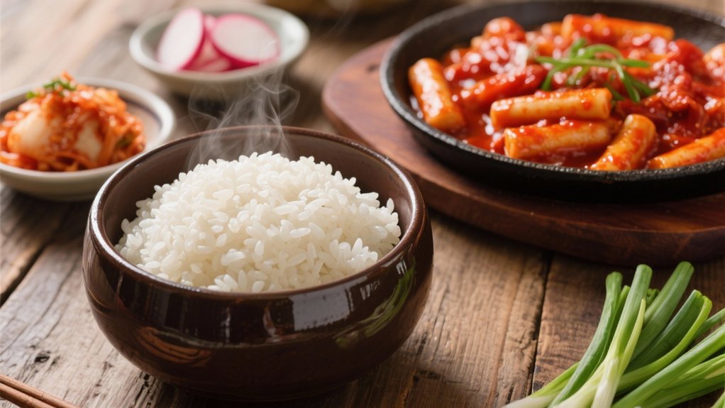 rice balances spicy tteokbokki