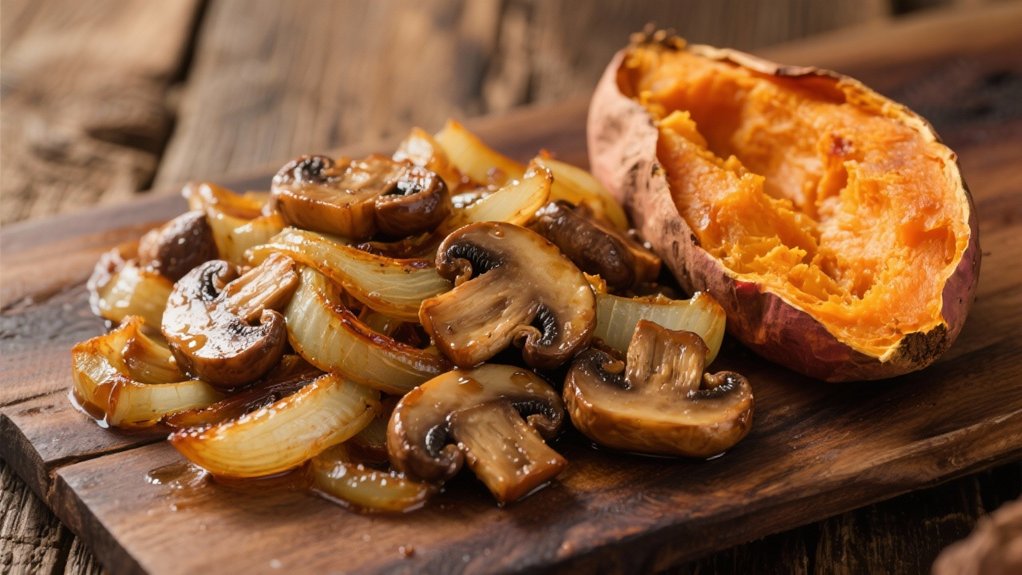 rich caramelized onion mushrooms