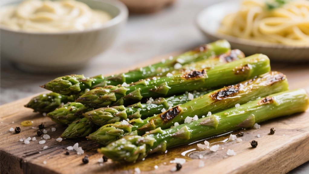 roasted asparagus complements alfredo