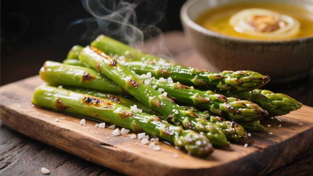 roasted asparagus complements beef