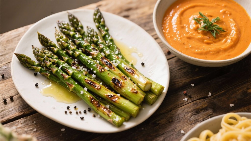 roasted asparagus complements pasta