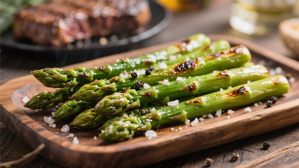 roasted asparagus complements pepper steak