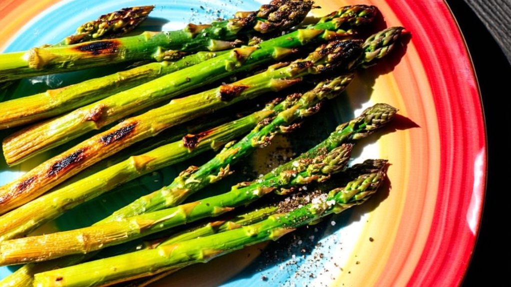roasted asparagus complements peppers