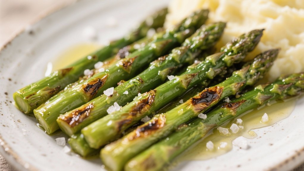 roasted asparagus complements potatoes
