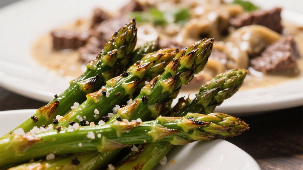 roasted asparagus enhances stroganoff