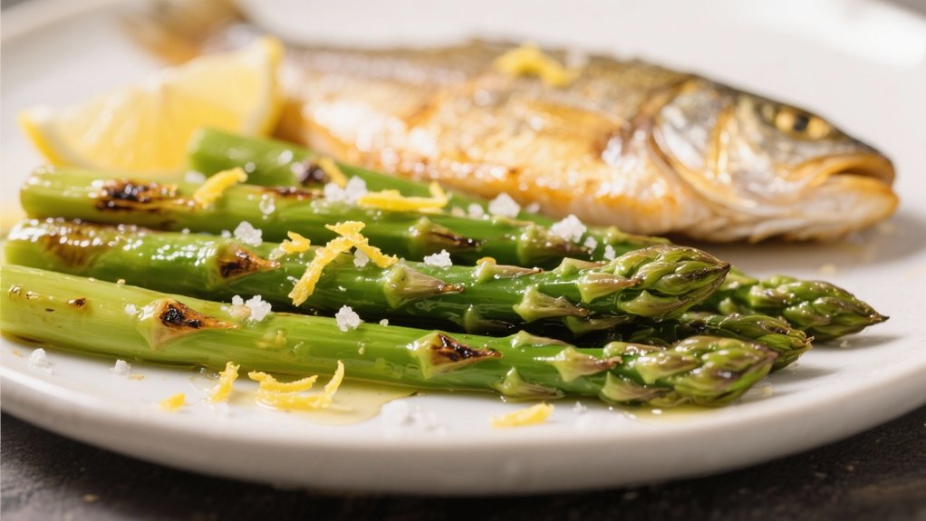 roasted asparagus enhances walleye