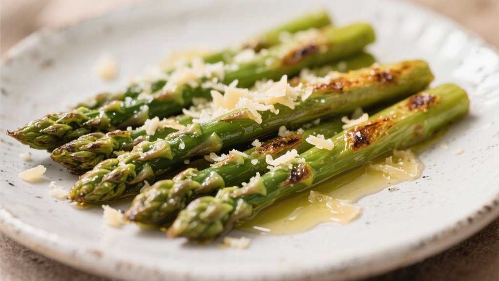 roasted asparagus topped parmesan