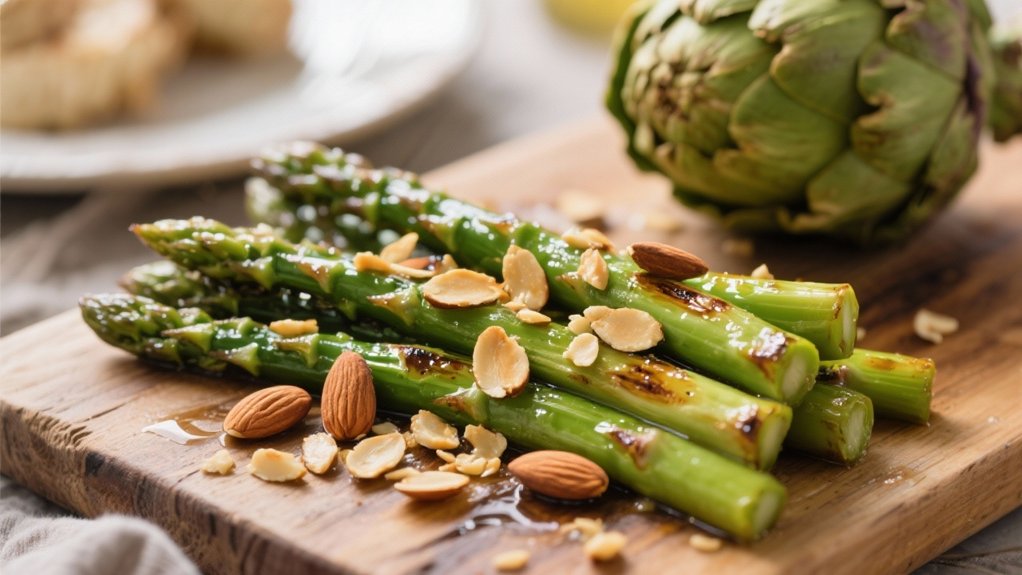 roasted asparagus with almonds
