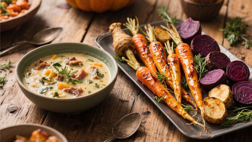 roasted colorful root vegetables