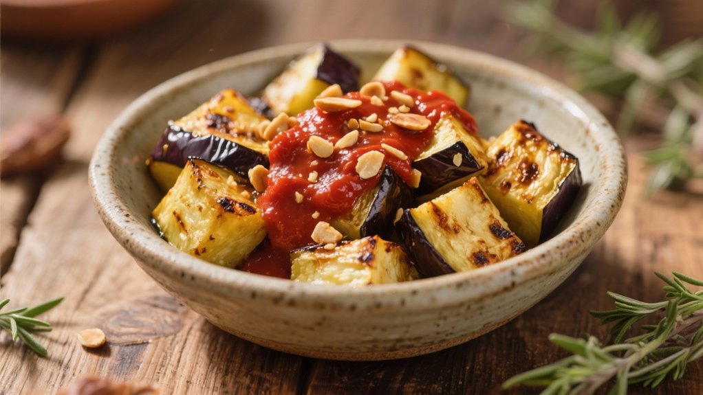 roasted eggplant with romesco
