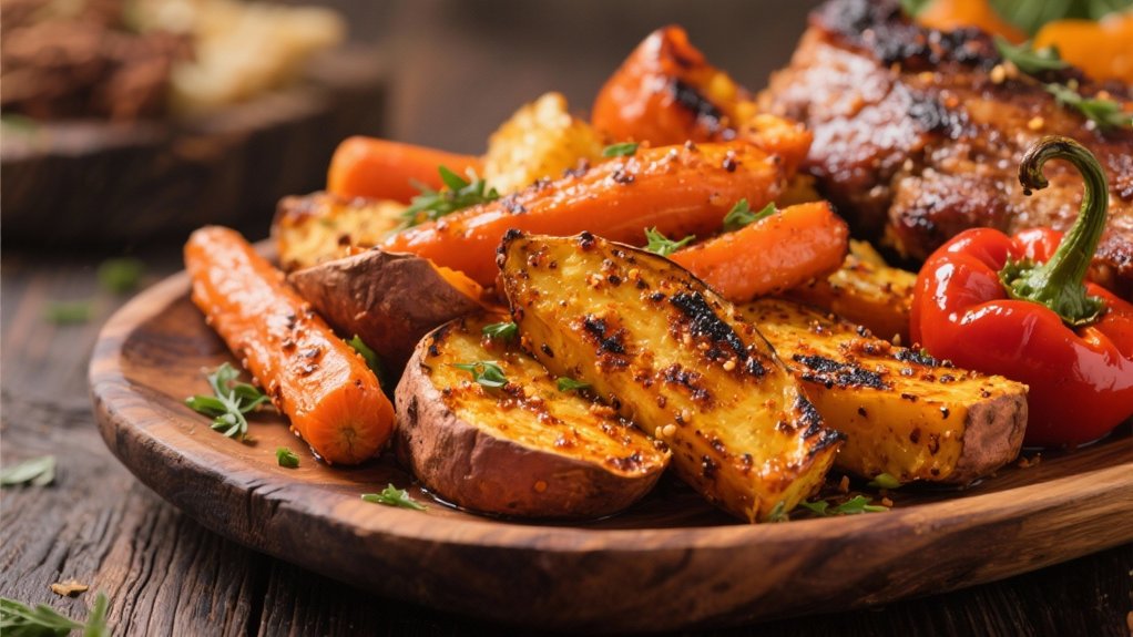 roasted jerk seasoned vibrant vegetables