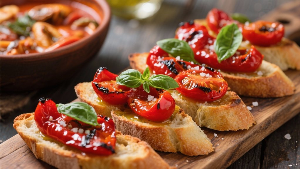 roasted pepper tomato bruschetta