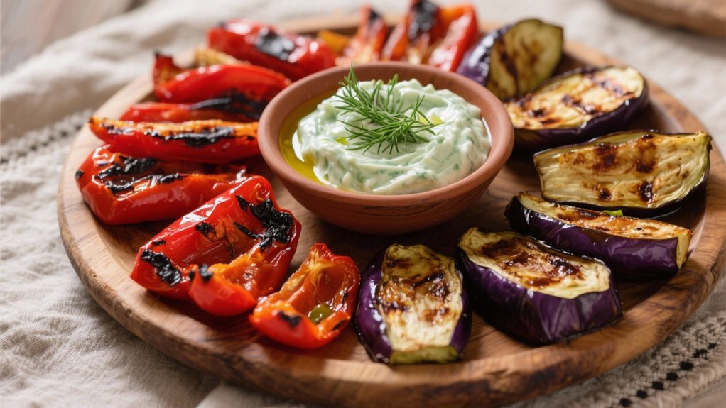 roasted peppers and eggplant